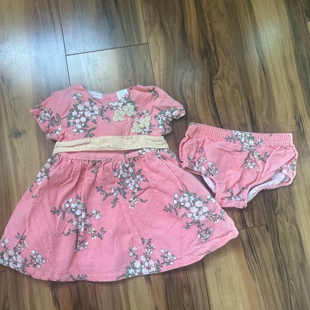 First Impressions Pink Floral Dress with Bloomers